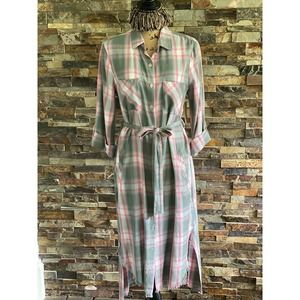 Billy T Plaid Midi Shirt Dress